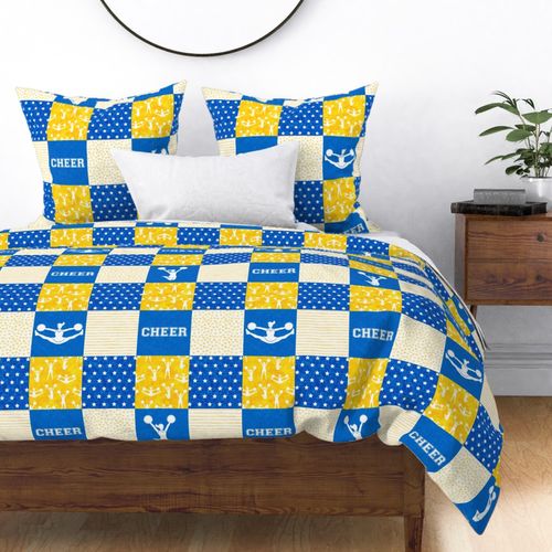 Cheer Wholecloth - cheerleading - hearts and stars - royal and gold - LAD21