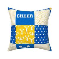 Cheer Wholecloth - cheerleading - hearts and stars - royal and gold - LAD21