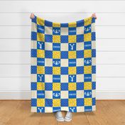 Cheer Wholecloth - cheerleading - hearts and stars - royal and gold - LAD21