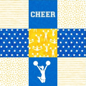 Cheer Wholecloth - cheerleading - hearts and stars - royal and gold - LAD21
