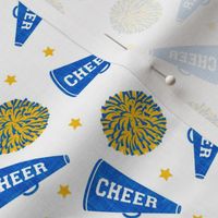 Cheer - Cheerleading - pom poms and megaphone - gold/blue on white - LAD21