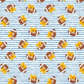 Football Cheer - Cheerleading bows - football - gold on blue stripes - LAD21
