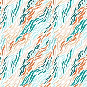 Abstract waves Teal and Coral