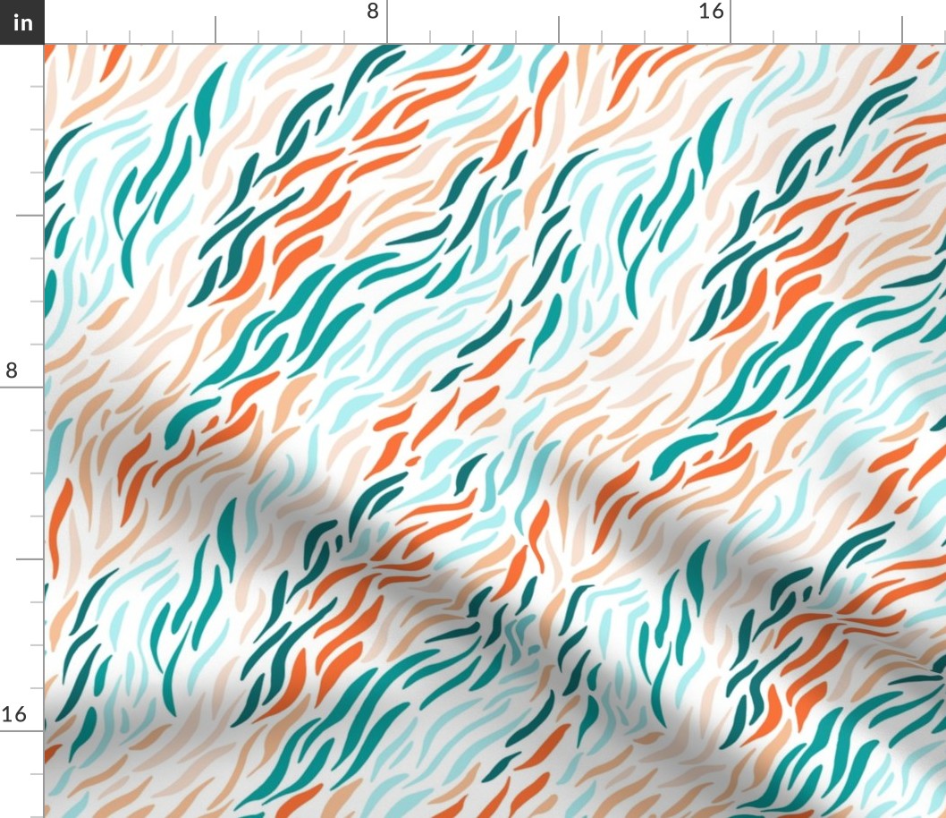 Abstract waves Teal and Coral