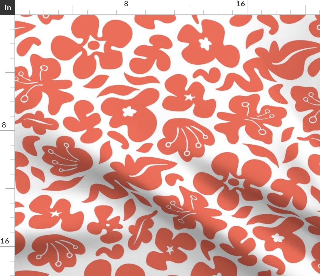 Tropical Squiggles Red on White