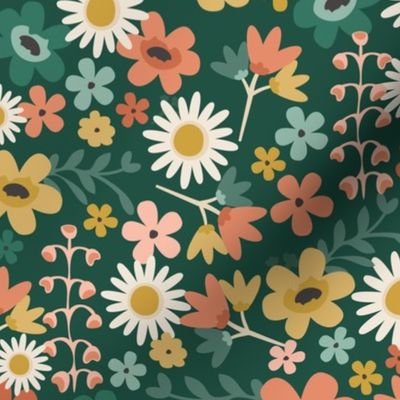 Wildflowers on Dark Teal