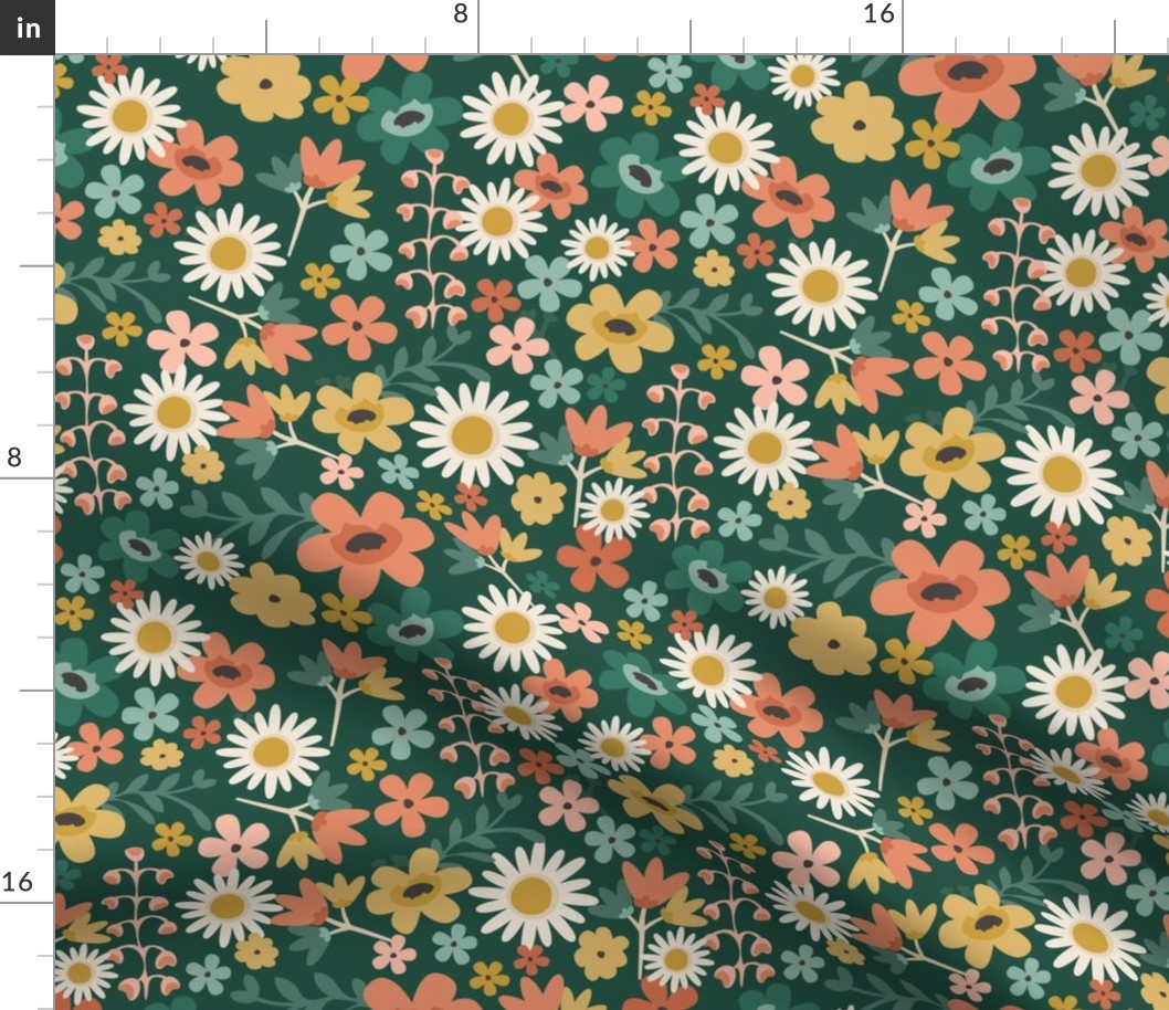 Wildflowers on Dark Teal