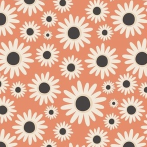 Cream and Black Daisies on Pink