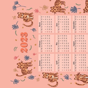 Doodle Tigers Pink calendar
