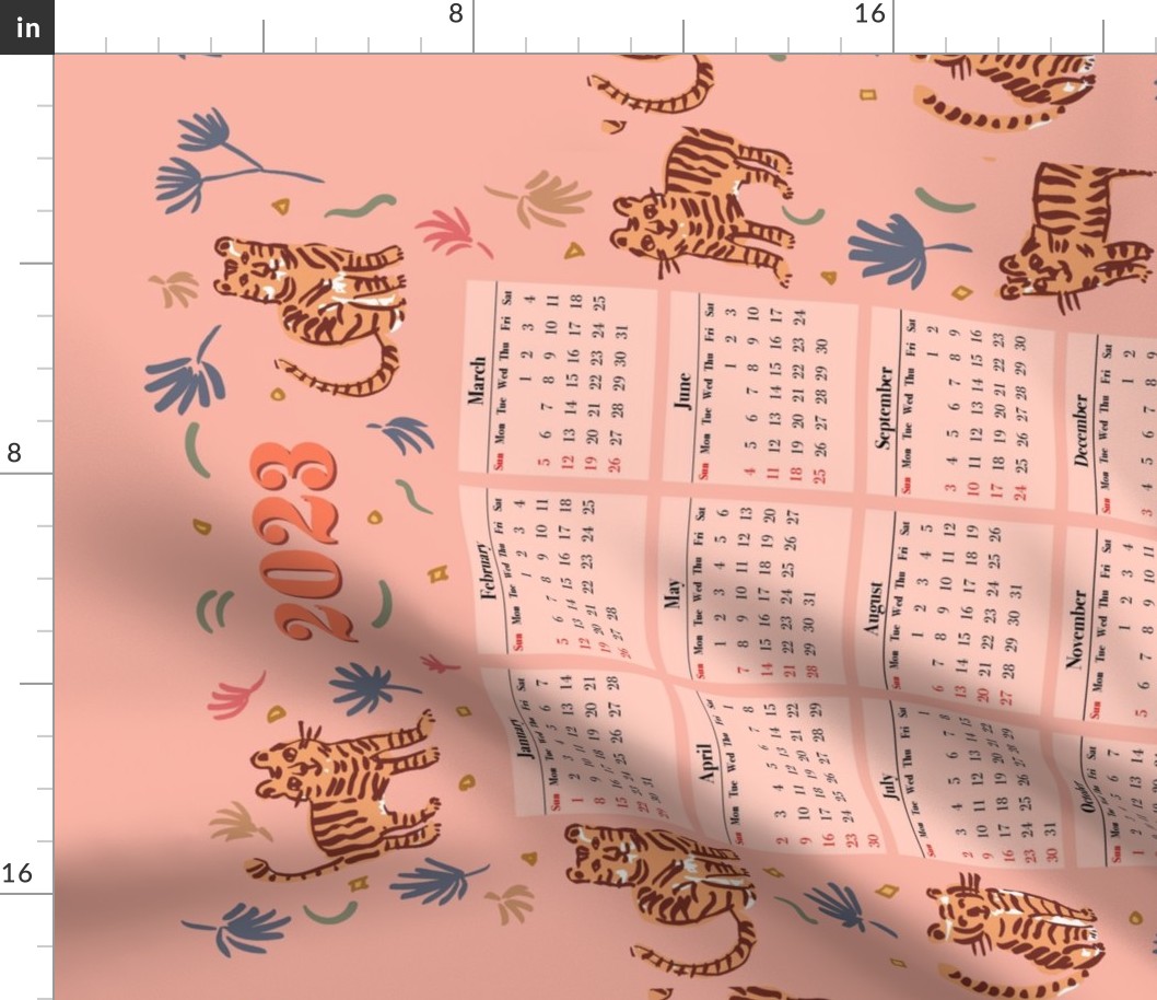 Doodle Tigers Pink calendar