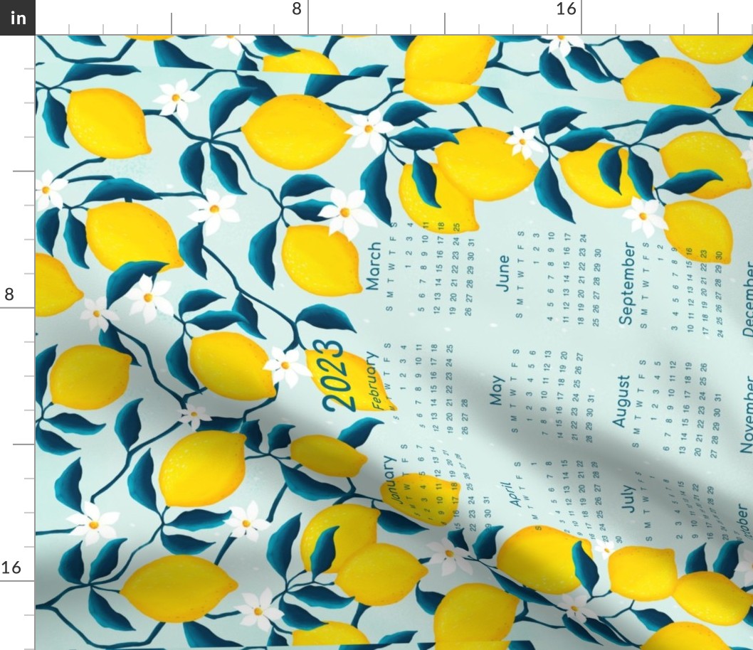 2023 Calendar tea towel lemons