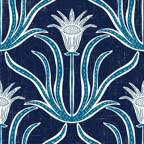 Savannah Floral - Navy and agean blue