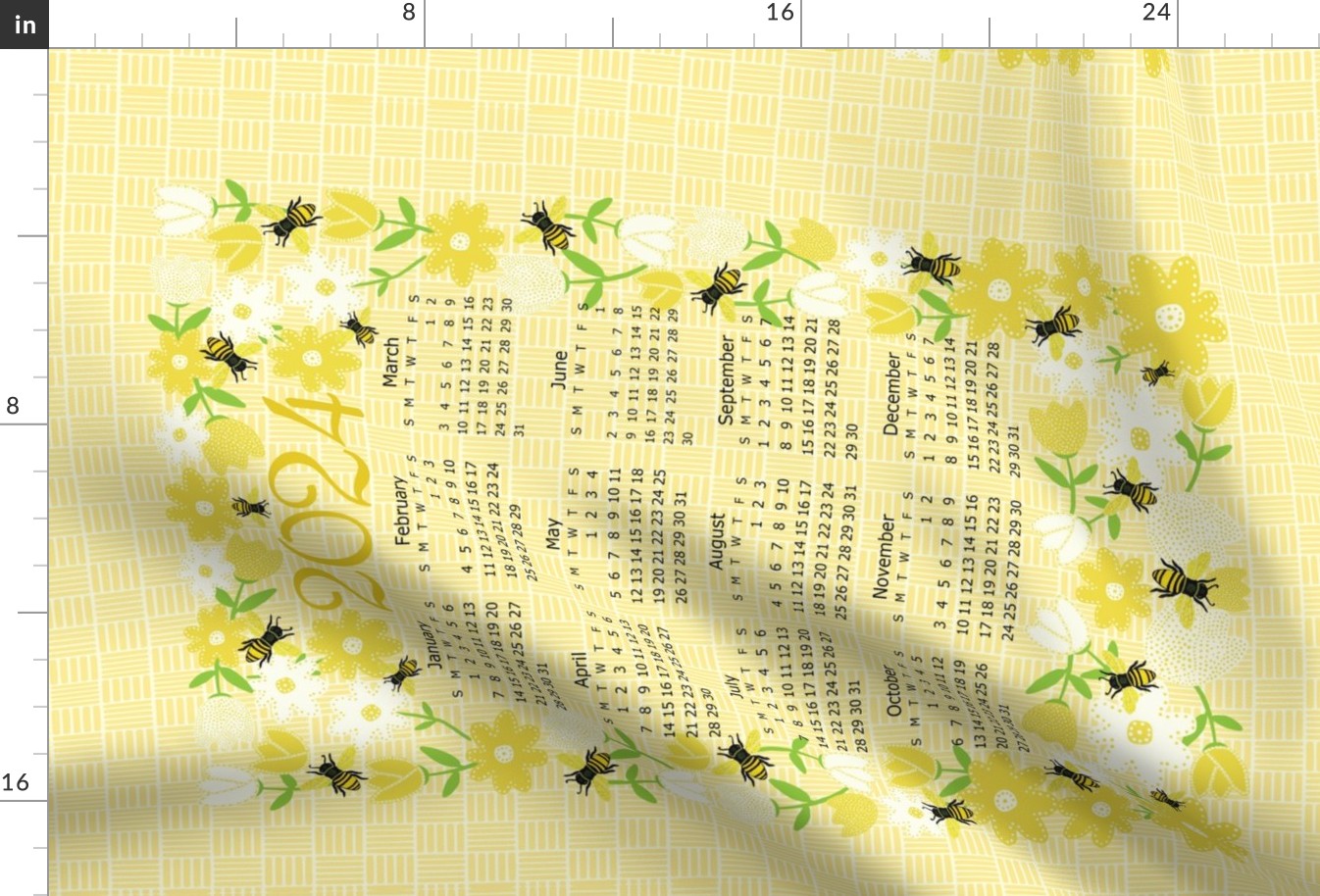 Bees and Flowers 2024 Wall Hanging & Tea Towel