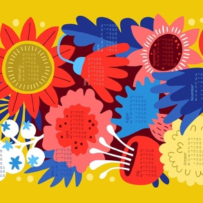 Bold Colorful Flowers Calendar 2022 tea towel