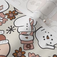 Boho Pink Snowmen 