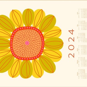 Retro sunflower 2024 tea towel wall hanging by Pippa Shaw