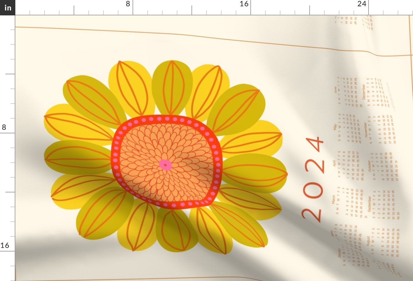 Retro sunflower 2024 tea towel wall hanging by Pippa Shaw