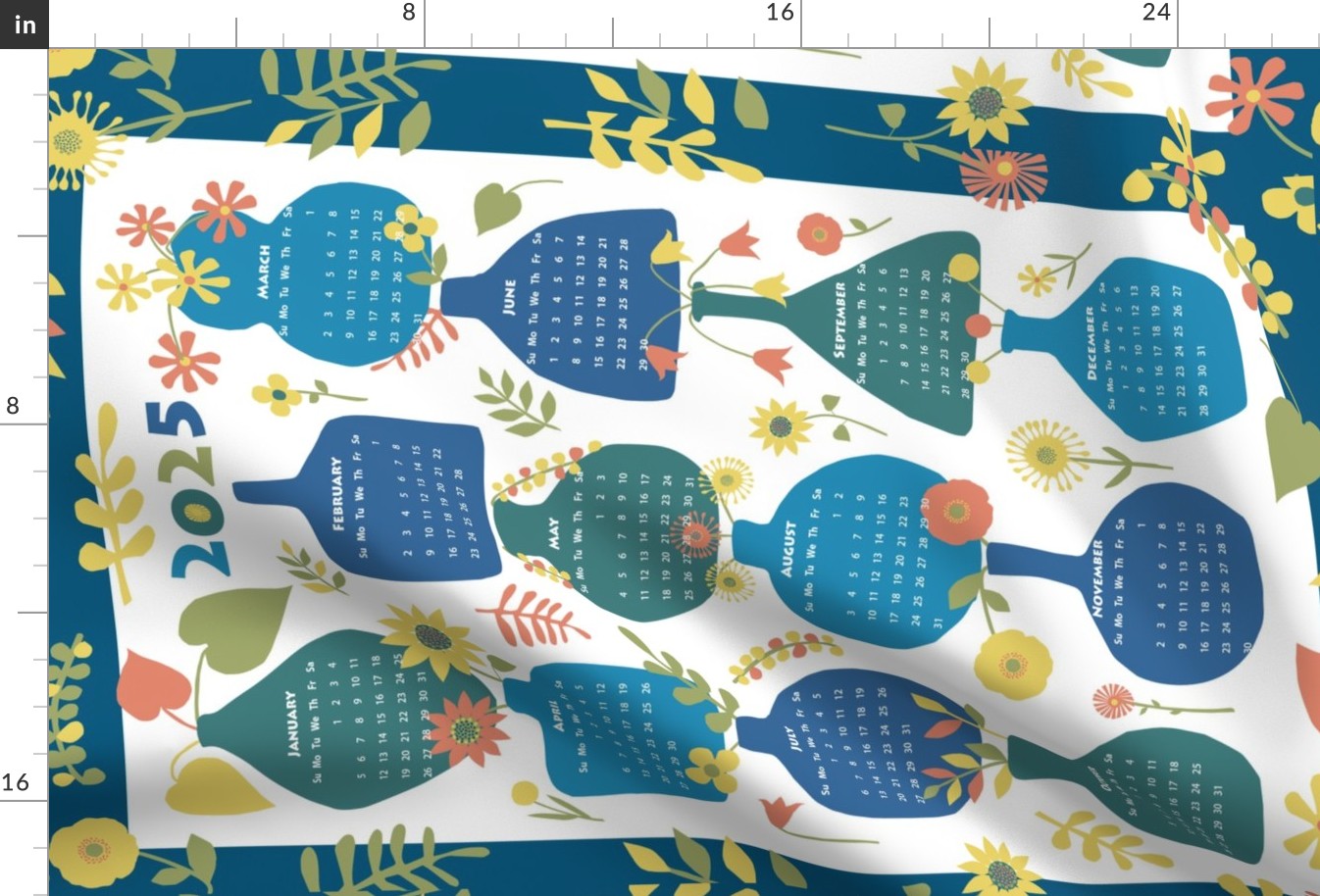 Matisse's vases 2024 Calentar Teatowel Fabric | Spoonflower