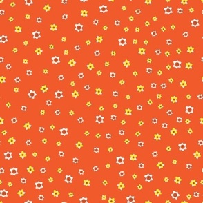 Ditsy Daffodils in Flame Orange