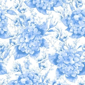 Hydrangea Garden Blue Monochrome