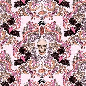 Vintage Skull and Bats - Pink XL