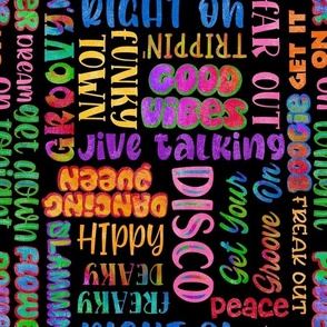 Large Scale 70s Disco Word Cloud Colorful Jive Talking Sayings