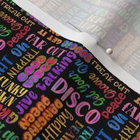 Small Scale 70s Disco Word Cloud Colorful Jive Talking Sayings