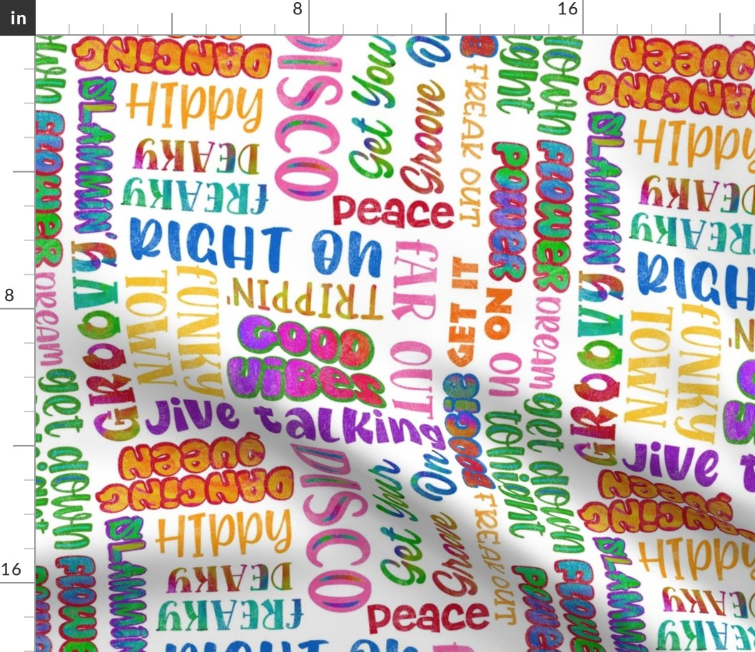 Large Scale 70s Disco Word Cloud Colorful Jive Talking Sayings