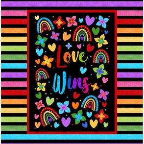 14x18 Panel Love Wins Rainbow Pride Hearts for DIY Garden Flag Smaller Kitchen Hand Tea Towel or Wall Art
