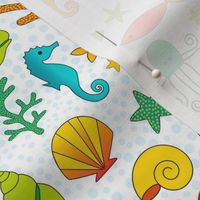 Medium Scale Colorful Ocean Creatures Bright Rainbow Colors 