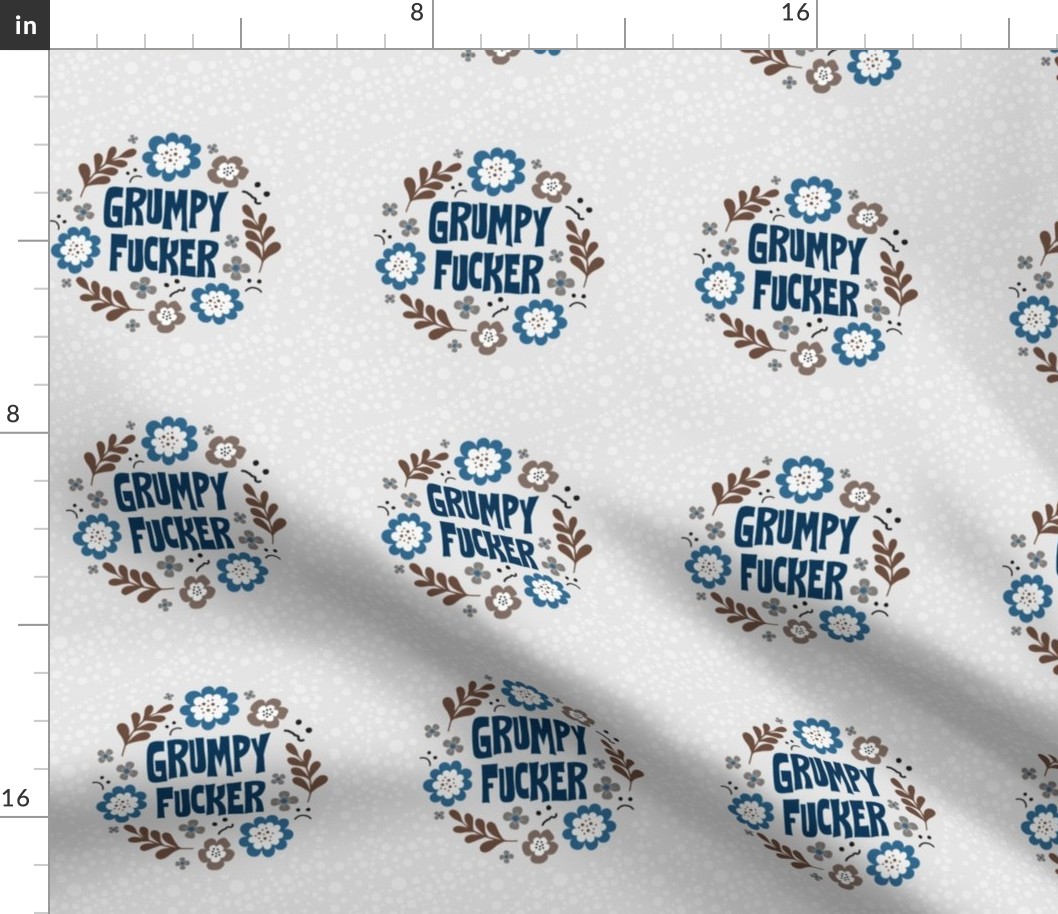 Grumpy Fucker 4 Inch Printed Circle for Embroidery Hoop Wall Art or Quilt Square Funny Sarcastic Rude Sweary
