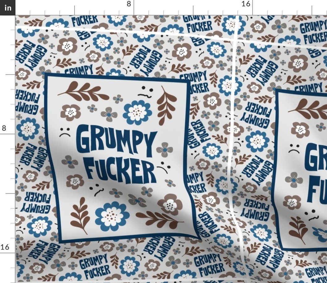 14x18 Panel Grumpy Fucker Sarcastic Sweary Adult Humor for DIY Garden Flag Smaller Kitchen Hand Tea Towel or Wall Art