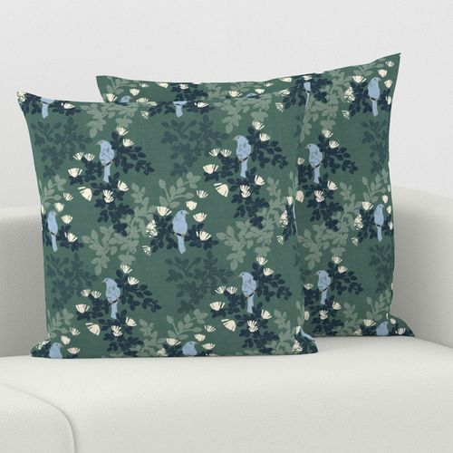 Calm Bird Floral Chinoiserie - Green - Medium