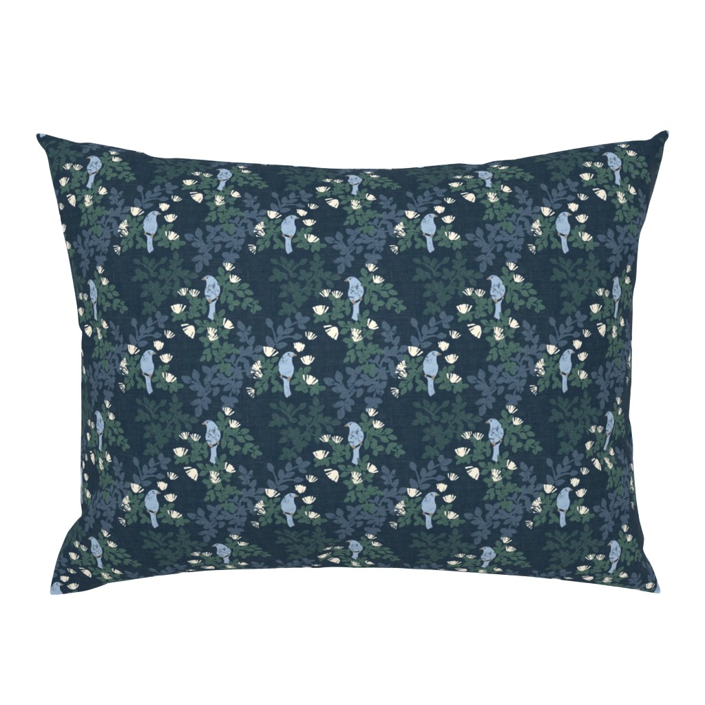 Calm Bird Floral Chinoiserie - Navy - Small