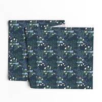 Calm Bird Floral Chinoiserie - Navy - Small