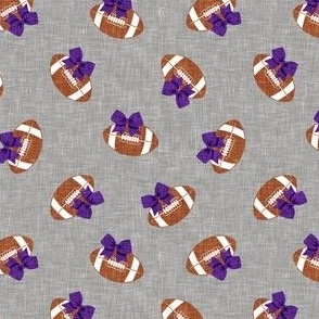 Football Cheer - Cheerleading bows - football - purple bows on grey - LAD21