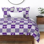 Cheer Wholecloth - cheerleading - hearts and stars - purple and grey - LAD21