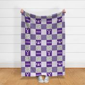 Cheer Wholecloth - cheerleading - hearts and stars - purple and grey - LAD21