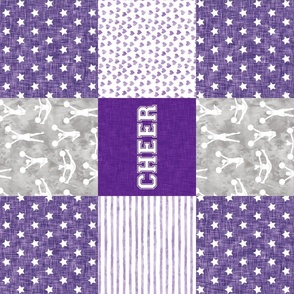 Cheer Wholecloth - cheerleading - hearts and stars - purple and grey (90) - LAD21