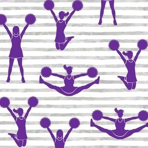 Cheerleading - cheer - purple on grey stripes - LAD21