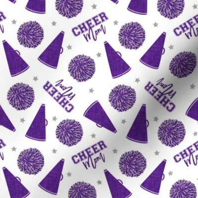 Cheer Mom - pom poms and megaphone - purple  - LAD21