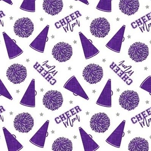 Cheer Mom - pom poms and megaphone - purple  - LAD21