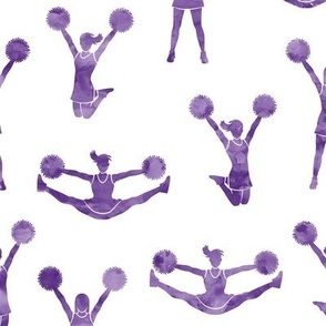 Cheerleading - cheer - purple watercolor on white - LAD21