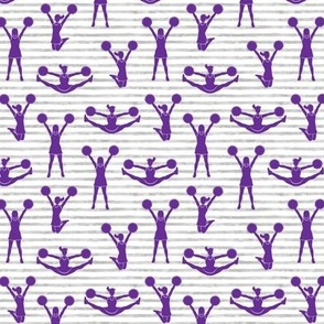 (small scale) Cheerleading - cheer - purple on grey stripes - LAD21