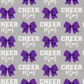 Cheer Mom - bows - purple on grey - LAD21
