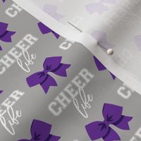 Cheer Life - bows - purple on grey - LAD21