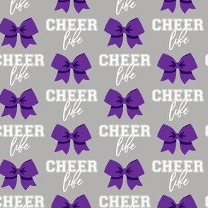 Cheer Life - bows - purple on grey - LAD21