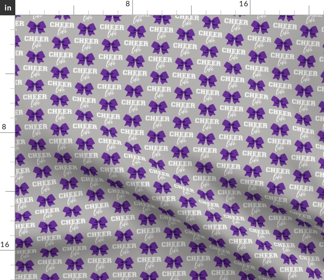 Cheer Life - bows - purple on grey - LAD21
