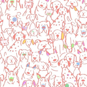 Color Pop Doodle Dogs - Pink Outline