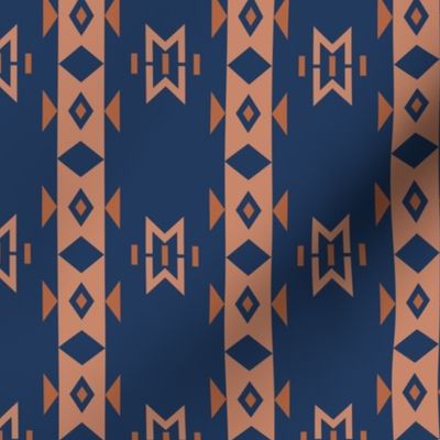 Ossineke Stripe: Navy & Rust Rustic Geometric, American Indian, Lodge, Southwest